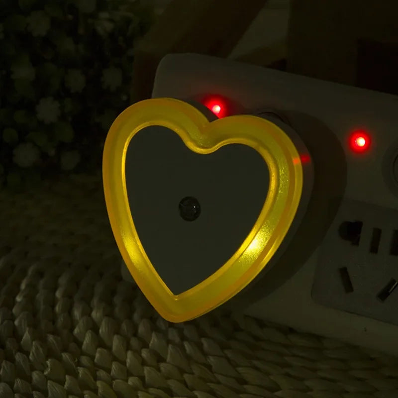 Heart-shaped LED Night Light | Auto Sensor Plug-in Night Lamp for Bedroom