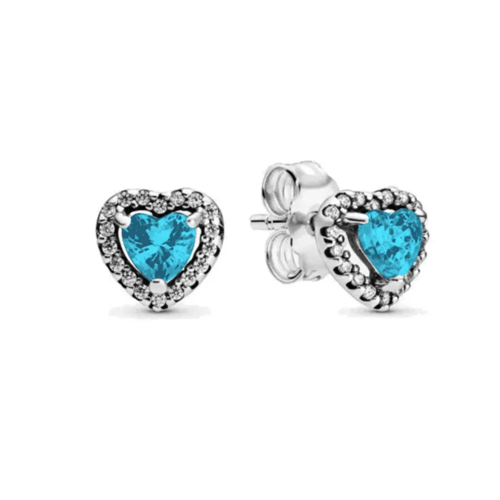 925 Sterling Silver Heart Shaped Zircon Earrings | Charming Girls Jewelry Gift