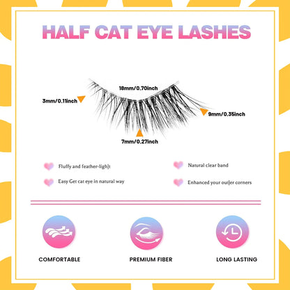 Wispy Half Eyelashes 10mm Natural Cat Eye Look | 20 Pairs DIY Strip Lashes