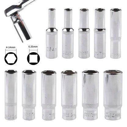 1/4 Hex Drive Deep Socket Adapter Set | Chrome Vanadium Steel Impact Socket Wrench