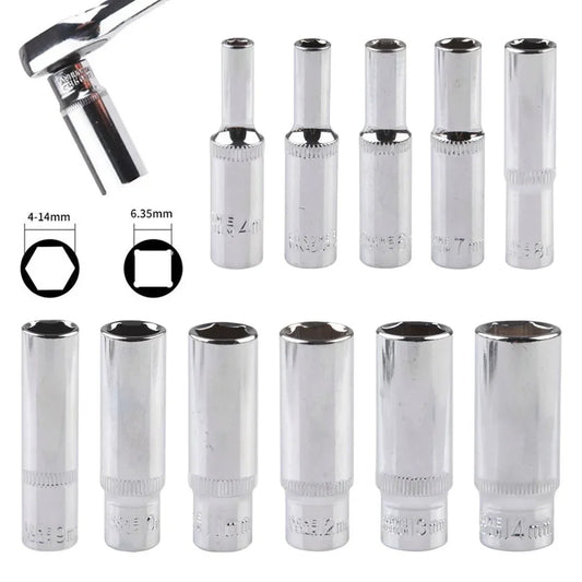 1/4 Hex Drive Deep Socket Adapter Set | Chrome Vanadium Steel Impact Socket Wrench
