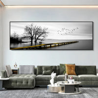 Art mural moderne et minimaliste, Paysage marin Goldenwood Bridge, Impression sur toile, Décoration de fond pour salon