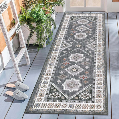 VIKAMA Tapis en velours cristal bohème, résistant à la saleté et facile d'entretien, tapis de couloir complet, tapis de balcon, décoration intérieure