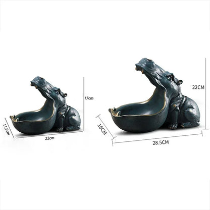 Home Decor Hippo Statue Sculpture Figurine Key Candy Storage Ornaments Container Decoration Table Decoration Accessories Gift