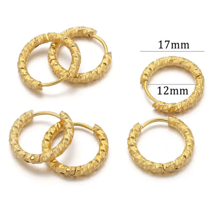 6pcs Stainless Steel Rectangular Textured Earrings | 18K Gold Plated DIY Jewelry Findings