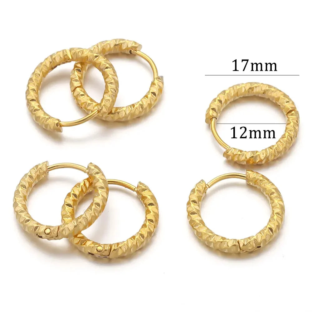 6pcs Stainless Steel Rectangular Textured Earrings Set | 18K PVD Gold Plated DIY Jewelry Parts