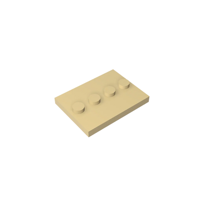 Gobricks GDS-980 Tile, Modified 3 x 4 with 4 Studs in Center | Compatible Building Block for DIY and MOC