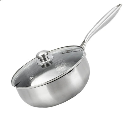 Poêle à frire en acier inoxydable, cuisson de steak, nid d'abeille, antiadhésive, fond plat, wok, compatible induction, ustensile de cuisine universel