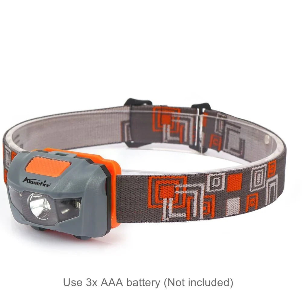 Alonefire HP30 3W LED Headlamp | White and Red Strobe Light for Outdoor Adventures