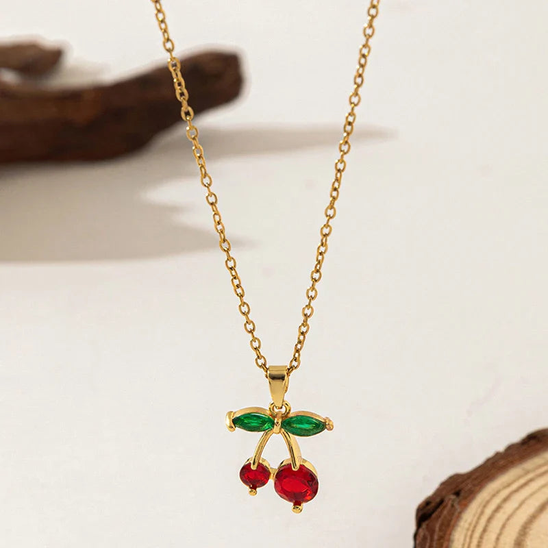 ANENJERY 316L Stainless Steel Fruit Pendant Necklace | Simple Fashion Jewelry for Women