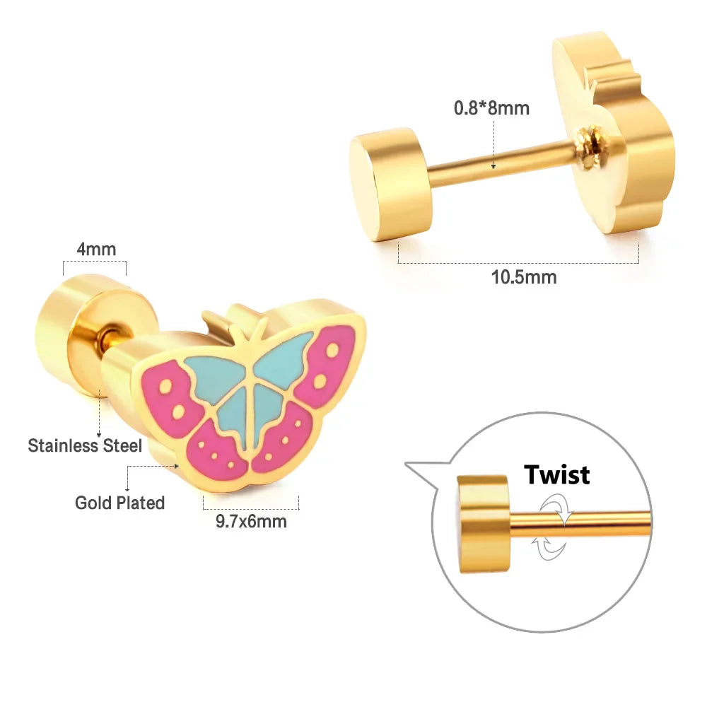 Cute Acrylic Animal Stud Earrings | Surgical Steel Hypoallergenic Earrings for Women and Girls