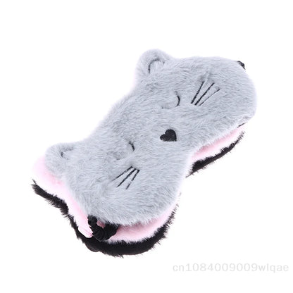 Solid Color Plush Sleep Mask for Naps | 3D Cute Blackout Eye Cover with Adjustable Strap