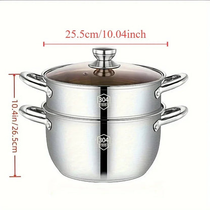 SUS304 acier inoxydable double couche épaissie tiroir de cage à la vapeur Mantou petite casserole à vapeur marmite à soupe autocuiseur
