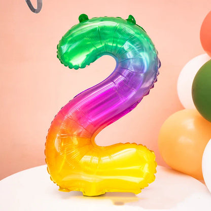 Rainbow Jelly Number Balloon 16 Inch | Birthday Party Decoration