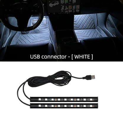 LED Car Ambient Foot Light | USB 5V Auto Interior Atmosphere Neon Lamp