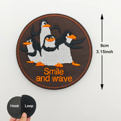 Cartoon Penguin Embroidered Velcro Patch | Cute Tactical Applique for Clothes, Bags, Hats