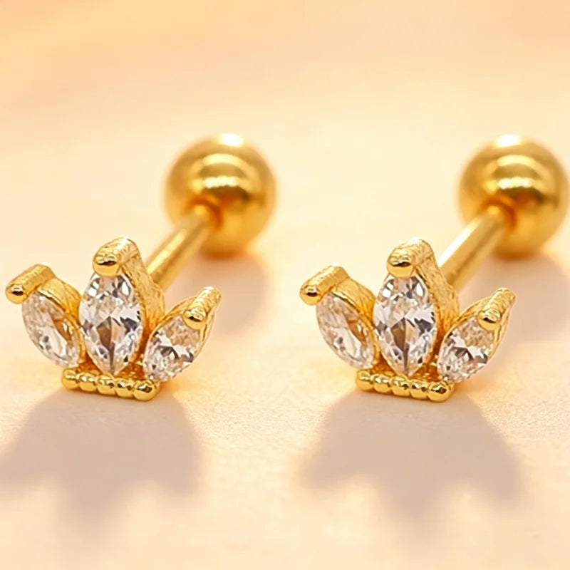 Heart Stud Earrings for Women | Hypoallergenic Screw Back Piercing Jewelry
