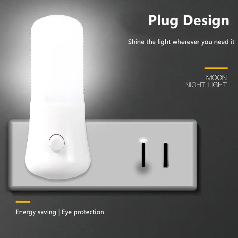 LED Plug In Night Light Warm White Wall Lamp for Kids Bedroom Hallway Stairs