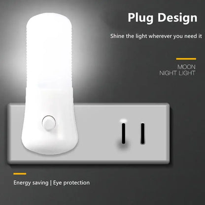 LED Plug In Night Light Warm White Wall Lamp for Kids Bedroom Hallway Stairs