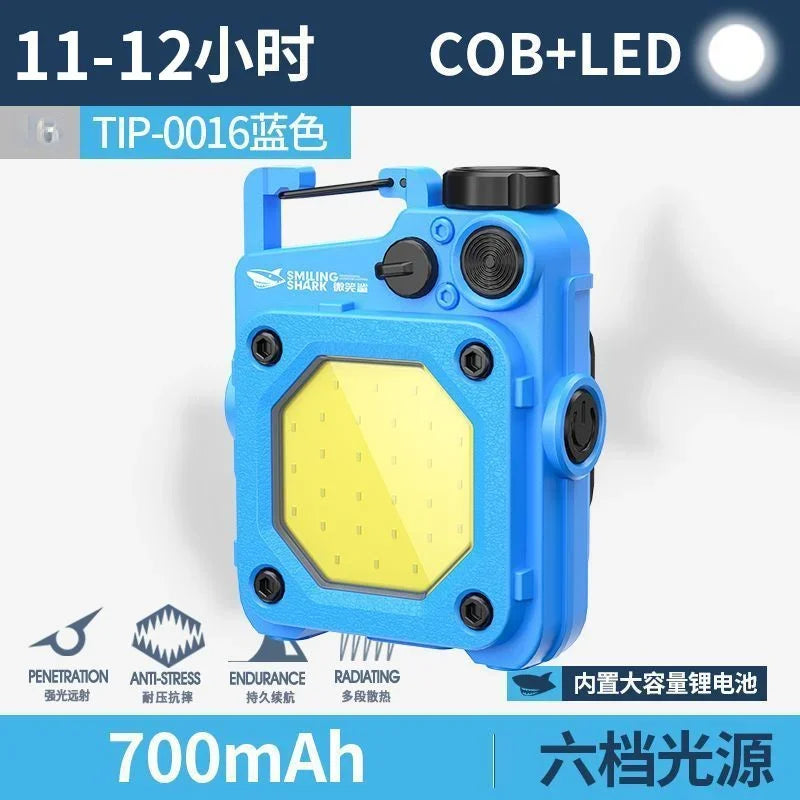 SMILING SHARK Flashlight Magnetic Clip Running Light | Rechargeable Outdoor Camping Lantern