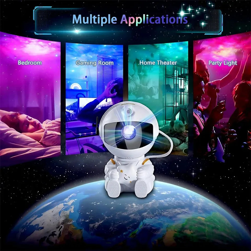 Projecteur d'étoiles Veilleuse galaxie Projecteur spatial astronaute Lampe LED de plafond nébuleuse étoilée pour Chambre Décoration Maison Cadeau Enfants