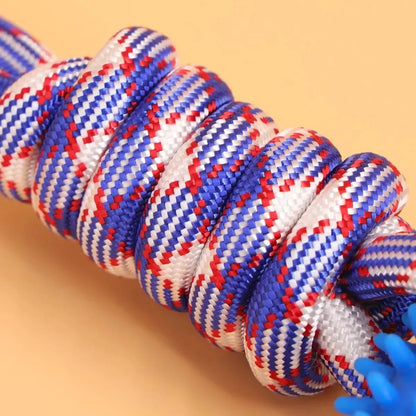 Colorful Woven Nylon Rope and Rubber Dog Toy | Chew Resistant Outdoor Play