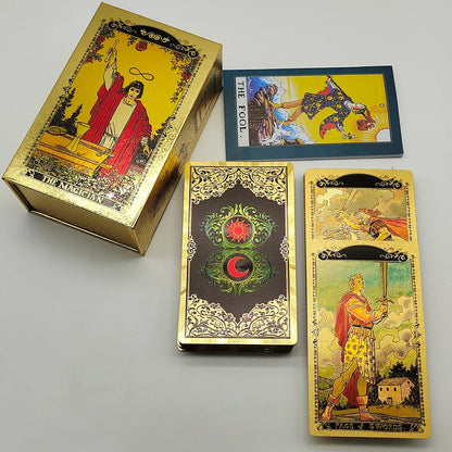 Nouveau Tarot Rider Waite en plastique, dorure à chaud, cartes de divination exquises pour jeu de société, pour collection.
