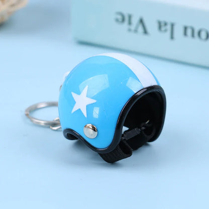 Mini Motorcycle Helmet Keychain | Cute Metal Key Ring for Women and Men