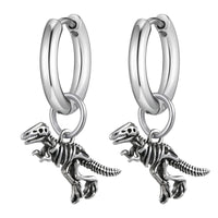 Dinosaur Drop Earrings | Stainless Steel Punk Rock Jewelry for Men and Women
