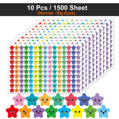Happy Face Stars Reward Sticker Pack | 450-3000 Sheets for DIY Decor