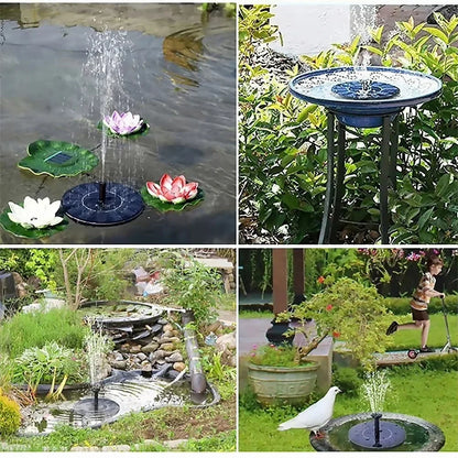Solar Fountain Pump Floating Bird Bath Water Fountain with 4 Nozzles