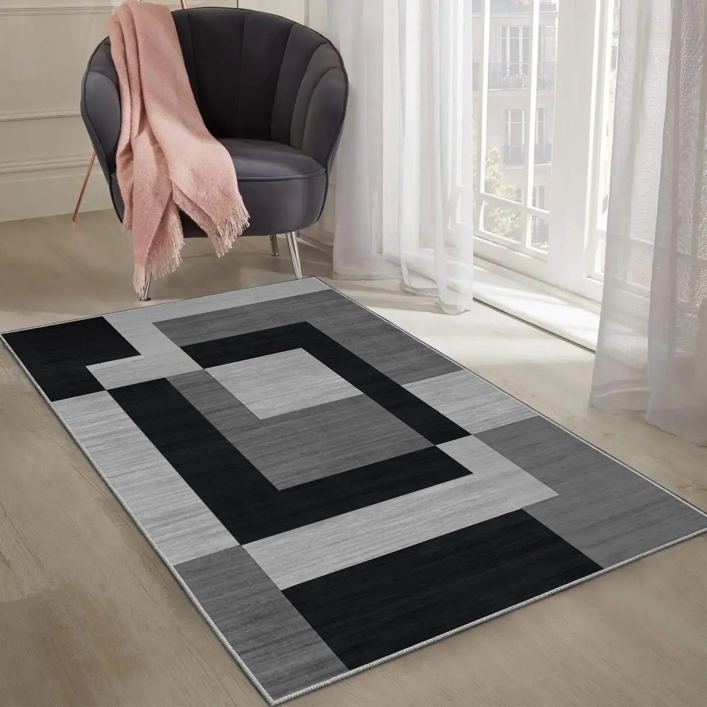 Tapis de salon VIKAMA de style géométrique, durable et antidérapant, pour canapé, table basse, chambre à coucher, décoration intérieure