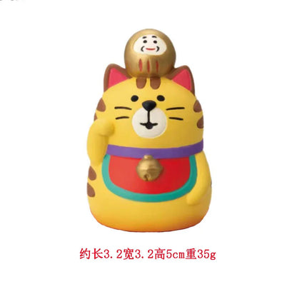 Japanese Style ZAKKA Cat Crafts Small Ornaments for Chinese New Year Snake Year Trend Bonsai Food and Decorative Resin Figurines