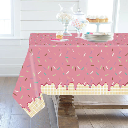Nappe jetable beignet rose Housse de table beignet Filles 1er anniversaire Décoration Fête d'anniversaire enfants Fournitures de mariage Baby Shower