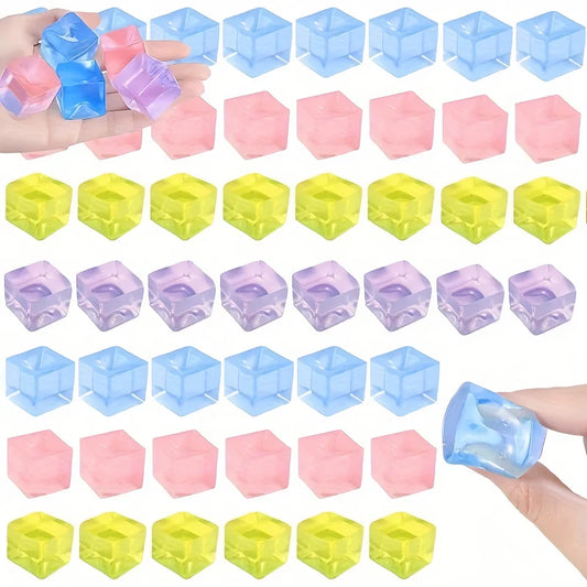 Mini Ice Cube Squishy Toys Set | 15PCS Transparent Stress Relief Squeeze Cubes