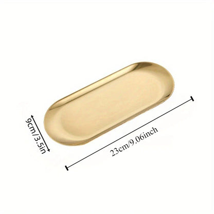 Stainless Steel Gold Dining Plate Dessert Plate Nut Fruit Cake Tray Snack Kitchen Plate Western Steak Kitchen Plate Dish