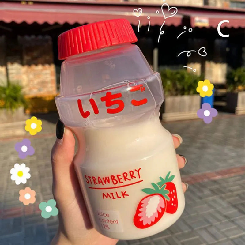 480ml Kawaii Plastic Water Bottle for Girls | Cute Reusable Drinkware