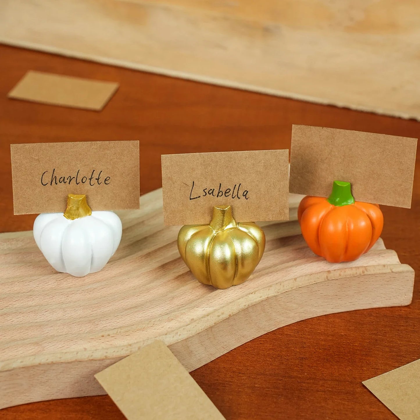 Marque-places Citrouille Dorée Décor Automne (Lot de 6), Décoration de Table pour Thanksgiving, Mariages Thème Automne