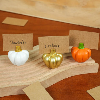 Marque-places Citrouille Dorée Décor Automne (Lot de 6), Décoration de Table pour Thanksgiving, Mariages Thème Automne