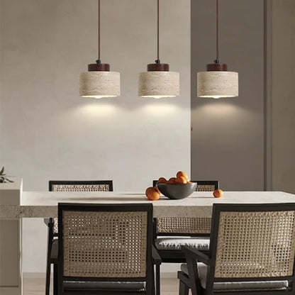 Japanese Wabi Sabi Stone Pendant Light – Modern Bedside Hanging Lamp for Bedroom