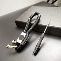 Hand-woven Leather Car Key Ring | Premium Rope Keychain for Men and Women