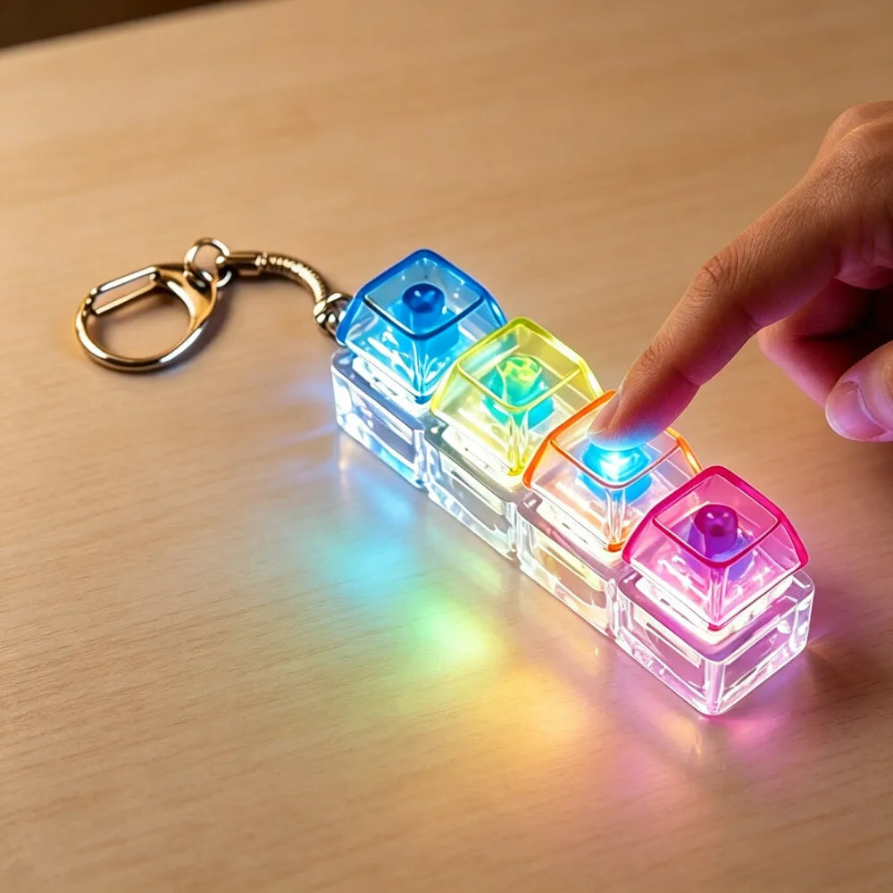 Crystal Clicker LED Keyboard Keychain | Stress Relief Fidget Toy for Adults and Kids