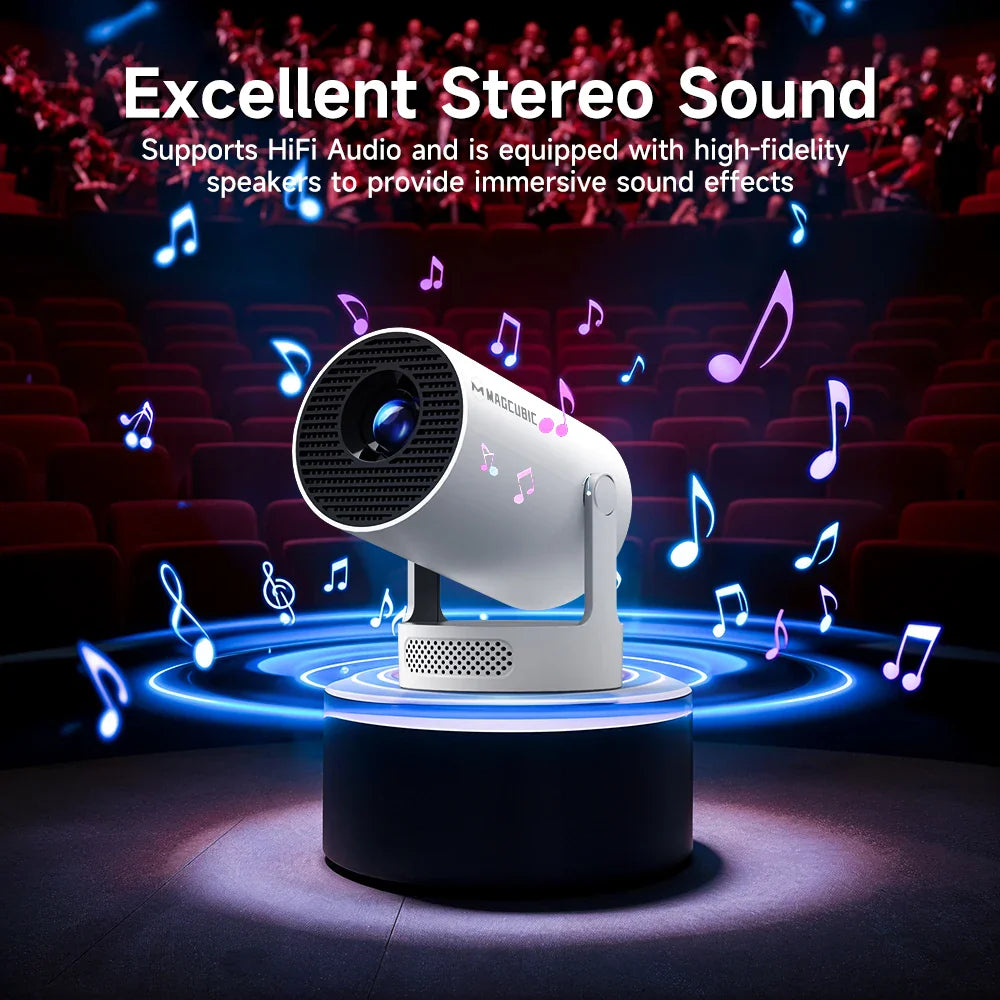 Projecteur portable 8K HD avec WiFi6 BT5.0 Android pour cinéma maison et extérieur