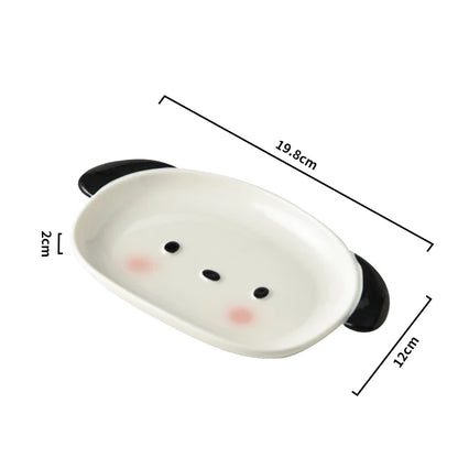 Cute Puppy Shaped Sushi Plate and Dipping Dish Set | 8 Inch Oval Ceramic Dinnerware