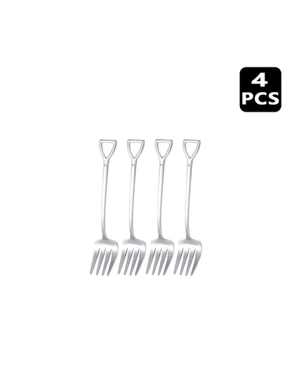 4 8 12 Piece Stainless Steel Dessert Fork Set | Shovel Shaped Small Fruit Fork for Parties