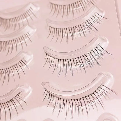 5 Pairs Short False Eyelashes Hard Stem Natural Look Daily Wear | Nude Makeup Lashes