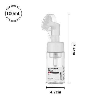 30ml 60ml 100ml 150ml Empty Foam Pump Bottle with Silicone Brush Head | Portable Face Cleanser Dispenser