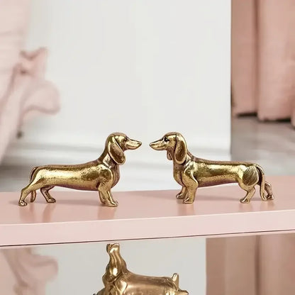 Statue Ornaments, 1pc Brass Dachshund Home Study Decoration Ornaments.