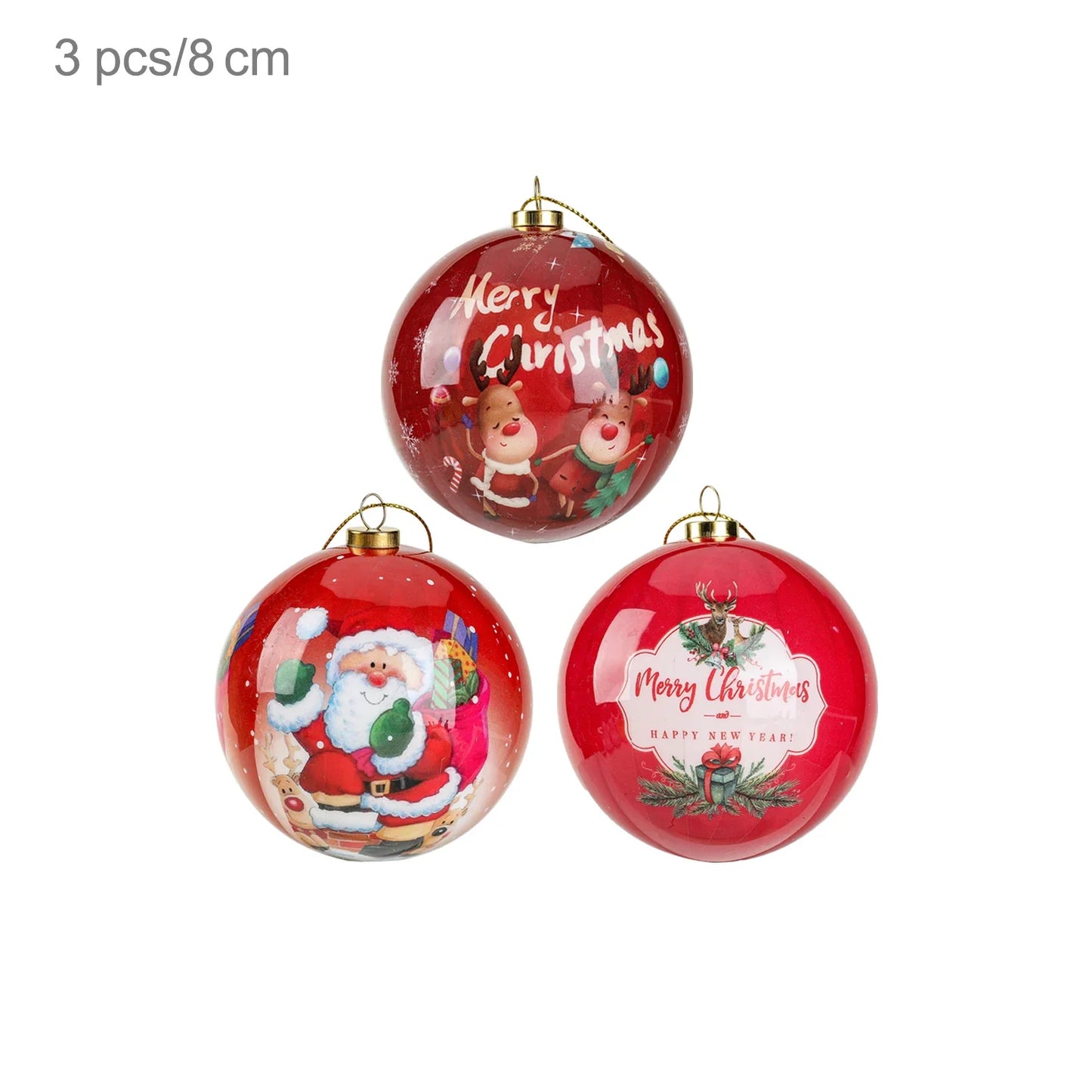 3 boules de Noël 8cm Cadeaux Originaux Décoration de Noël 2024 Décorations de Sapin de Noël Cadeau Pendentifs Boules
