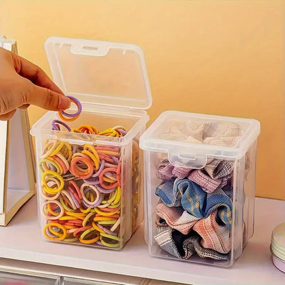 1 unidad de caja de almacenamiento apilable transparente para accesorios de cabello con tapa a presión - Organizador de plástico a prueba de polvo y agua para joyería